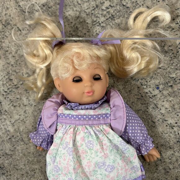 Vintage Simba My Love 90’s Baby Doll Open Close Eyes Blonde Purple Floral READ - Picture 2 of 12